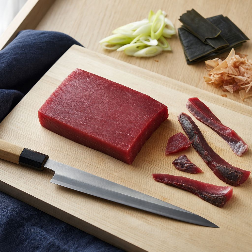 Tuna Sashimi step 2: Inspect and square the tuna