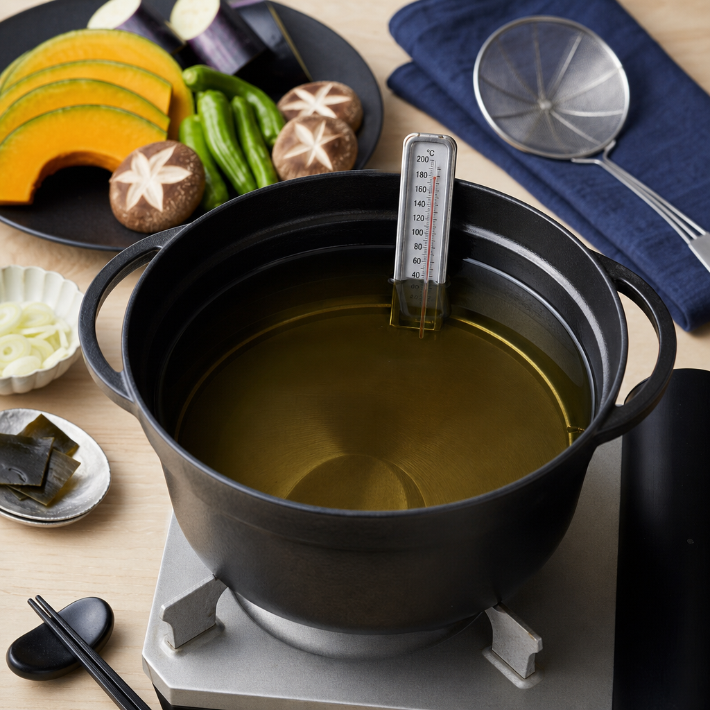 Vegetable Tempura step 3: Heat the oil