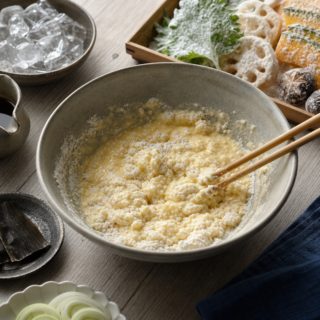 Vegetable Tempura step 4: Mix the batter late