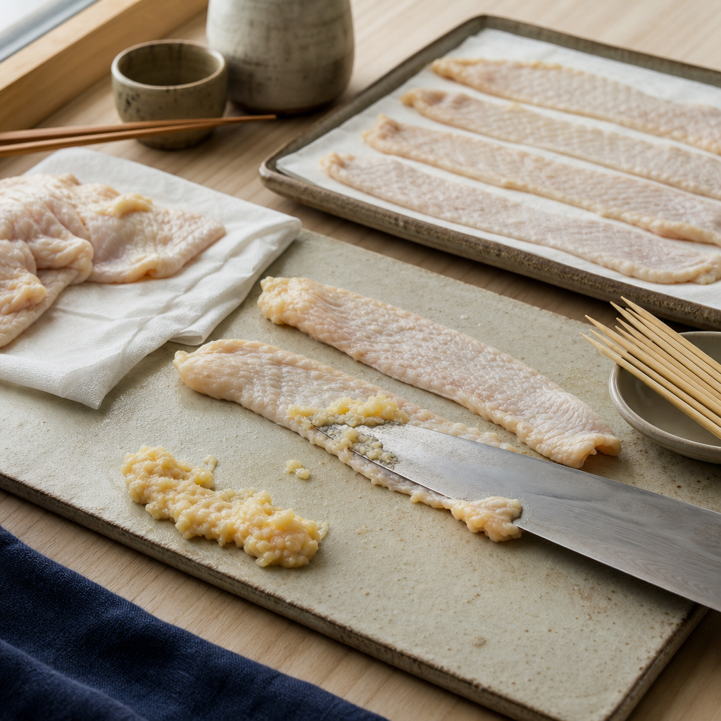 Yakitori Kawa step 3: Trim and dry
