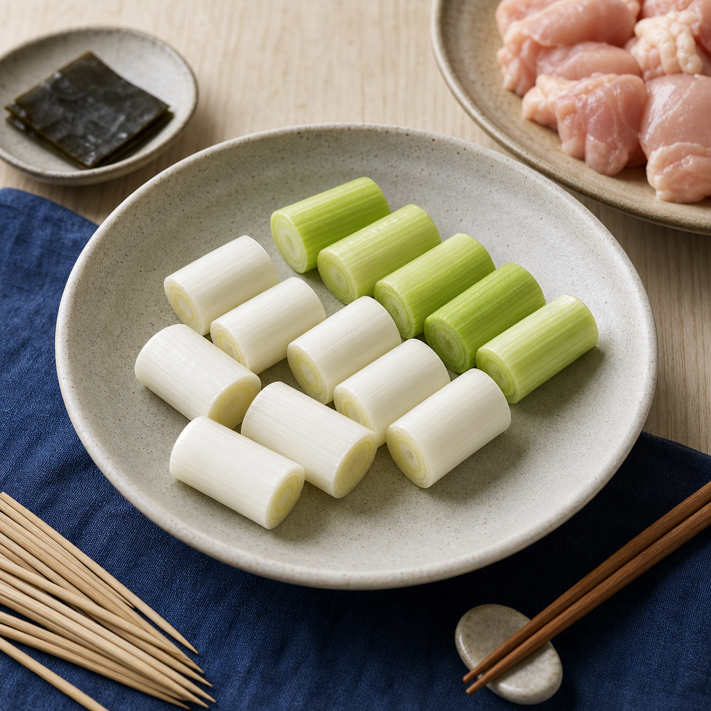 Yakitori Negima step 4: Cut the negi