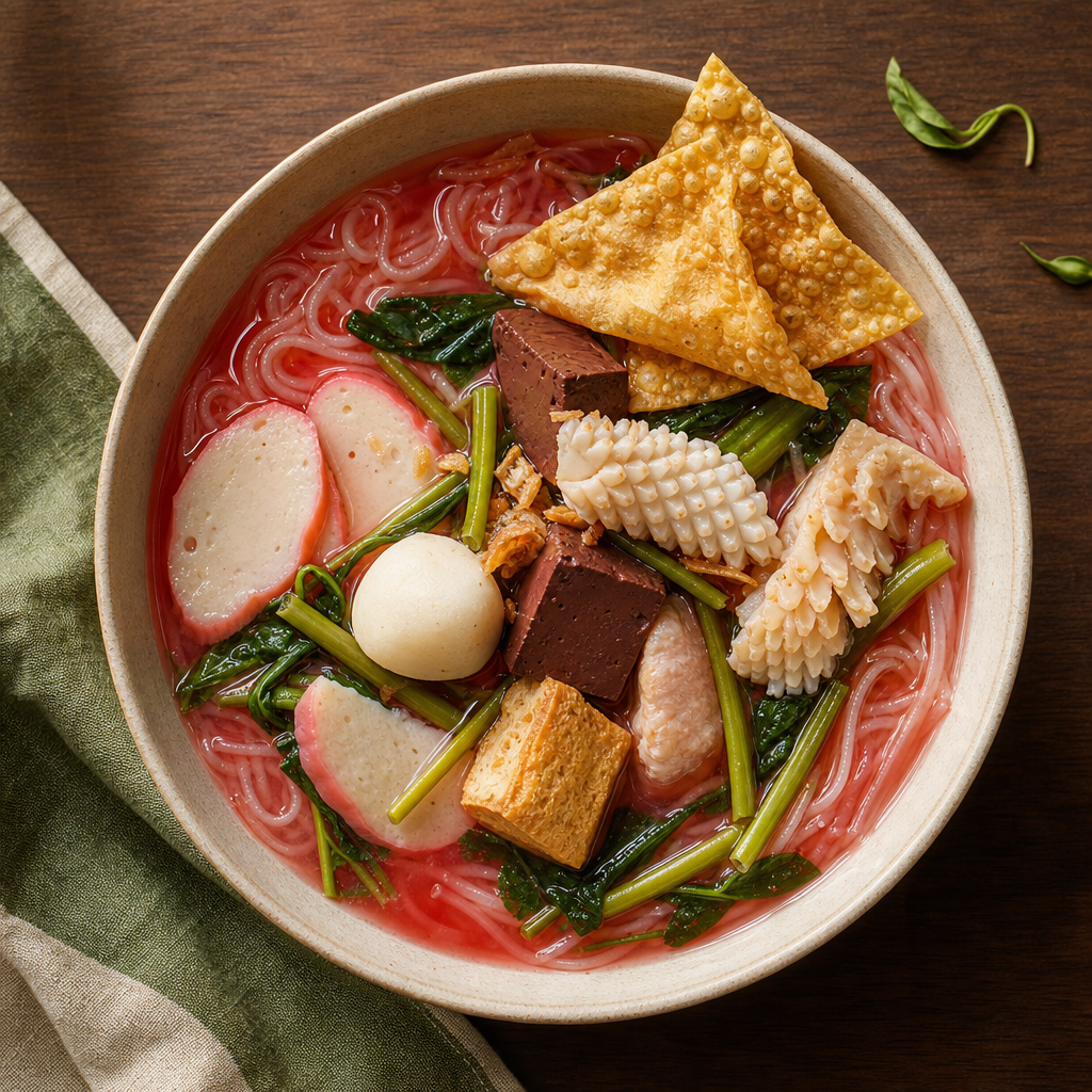 Yen Ta Fo (Pink Seafood Noodle Soup)