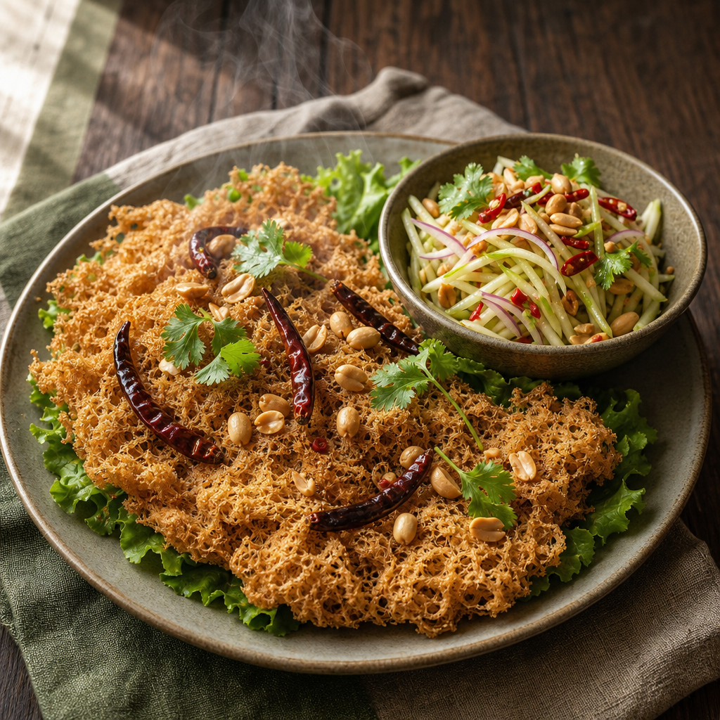 Crispy Catfish with Green Mango Salad — finished dish