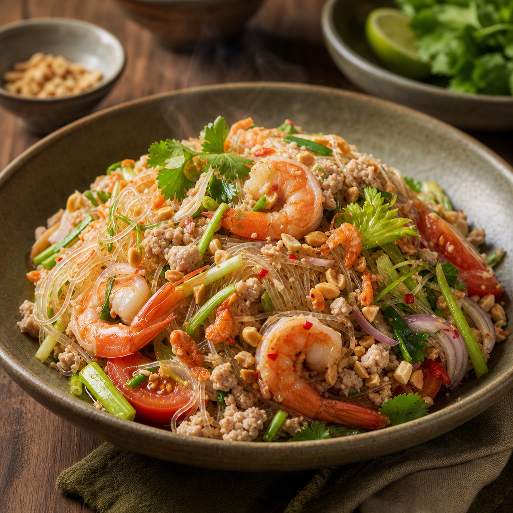Yum Woon Sen (Thai Glass Noodle Salad) — finished dish